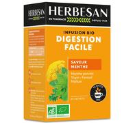 HERBESAN®-INFUSION DIGESTION FACILE BIO - Menthe poivrée, Thym, Fenouil, Mélisse -Saveur menthe -100% plantes - 20 sachets papier