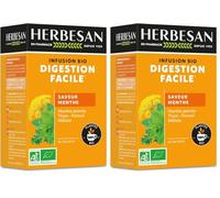 HERBESAN®-INFUSION DIGESTION FACILE BIO - Menthe poivrée, Thym, Fenouil, Mélisse -Saveur menthe -100% plantes - 20 sachets papier (Lot de 2)