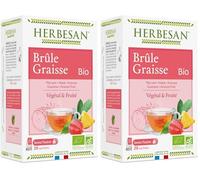 HERBESAN®-INFUSION MATE VERT BRÛLE GRAISSE BIOMaté vert, Thé vert, Guarana, Ananas - 20 sachets (Lot de 2)