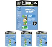 HERBESAN®- INFUSION SOMMEIL SEREIN BIO - Saveur Orange - Doux & Rond - Sans plastique - 100% plantes - 20 sachets en papier (Lot de 4)