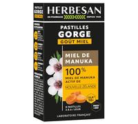 HERBESAN®-PASTILLES MIEL DE MANUKA ACTIF-IAA10+(MGO263+)-Origine Nouvelle-Zélande garantie- Réconfort de la gorge- Boite de 8 pastilles