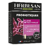 HERBESAN - PROBIOTIQUES - Flore intestinale - Équilibre digestif & Immunité - 4 Souches microbiotiques, Fibres, Calcium, Zinc, Vitamines C & D - 15 gélules