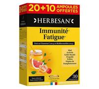 HERBESAN®- COMPLEXE VITALITÉ - Défenses immunitaire - Miel, Gelée Royale, Acérola, Pollen, Pamplemousse, Propolis - 30 ampoules de 10ml
