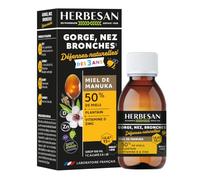 HERBESAN® - SIROP ENFANTS GORGE, NEZ & BRONCHES MANUKA IAA15+ (MGO514+) - Défenses naturelles - Dès 3 ans- Fabrication Française - Flacon de 100 ml
