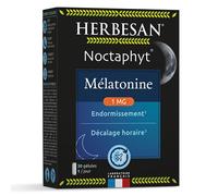 HERBESAN ®- NOCTAPHYT MÉLATONINE -Mélatonine 1 mg - Endormissement, décalage horaire - Fabrication française - 30 gélules