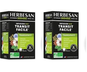 HERBESAN®-TRANSIPHYT INFUSION BIO -Transit naturel, Bien-être digestif - Saveur Menthe - Sans plastique- 100% plantes - 20 sachets en papier (Lot de 2)