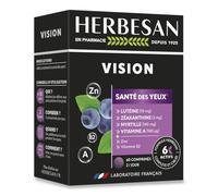 HERBESAN - VISION - Santé des Yeux - 6 actifs à l'action complète et ciblée - Lutéine, Zéaxanthine, Myrtille, Vitamines et Zinc - Pigmentation - Anti-oxydants - 60 comprimés