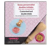 Jacques Herbin 46300T - Un coffret sceau personnalisé ''double initiales'' comprenant un manche en bois, une carte réponse et une notice