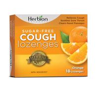 Herbion Naturals Pastilles contre la toux sans sucre avec arôme naturel d'orange, pour soulager les maux de gorge, pour les adultes et les enfants de 12 ans et plus, 18 pièces