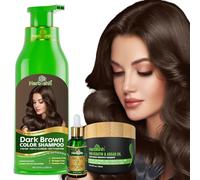 Herbishh After Color Shampoo Combo Contains Hair Color Shampoo Hair Dye 500ml Argan Oil 30ml Pro Keratin And Argan Hair Mask 100gm For Hair Straightening, Shine And Protection (Dark Brown)