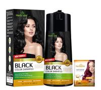 Herbishh Hair Color Shampoo for Gray Hair - Enriched Formula with Keratin & Tuber Fleece Flower - Full Grey Coverage, Easy to Use, Long lasting, Instant - Black (400ml)