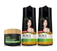 Herbishh Hair Color Shampoo for Gray Hair - Hair Dye Shampoo and Conditioner 2 Pack + Pro Keratin Argan Oil Hair Mask for Dry, Damaged Hair 150mL (Black)