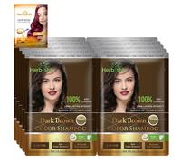 Herbishh Hair Color Shampoo for Gray Hair-Natural Hair Dye Shampoo with Argan Hair Mask-Travel size-Colors Hair in Minutes-Long lasting colour-10pack+1pack-Ammonia-Free (Dark Brown)