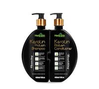 Herbishh Keratin Shampoo and Conditioner Set - Hydrating Keratin Shampoo & Nourishing Conditioner for Dry Damaged Hair - Sulfate Free - Plant Based Keratin Shampoo Conditioner - Safe & Effective
