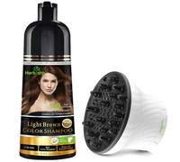 Herbishh Light Brown Hair Color Shampoo - 3-In-1 Magic Dye for Gray Hair 500 Ml + Universal Hair Dryer Diffuser - Adjustable 3.5-8 cm, Rotary Clip for Curly & Wavy Hair, Even Heat
