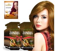Herbishh Lot de 10 sachets de shampooing colorant pour cheveux + 1 pochette pour masque capillaire à l'argan | Teinture 3 en 1 | Sans PPD | Facile à utiliser | Disponible en 6 couleurs | Coloration de