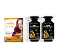 Herbishh Lot de 10 sachets de shampooing colorant pour cheveux + 1 pochette pour masque capillaire à l'argan | Teinture 3 en 1 | Facile à utiliser | Disponible en 6 couleurs | Coloration de cheveux