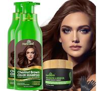 Herbishh Lot de 2 shampoings colorés pour cheveux gris + 1 masque capillaire intense à l'argan - Shampooing colorant capillaire - Couleur longue durée - 500 ml - Stimule les cheveux secs et crépus
