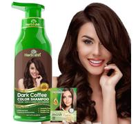 Herbishh Shampoing colorant pour cheveux gris, teinture magique en quelques minutes, longue durée, 500 ml, couleur 3 en 1, sans ammoniaque (café foncé)