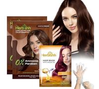 Herbishh Shampoing marron châtain pour cheveux gris, shampooing colorant 3 en 1, couverture 100 % des cheveux blancs, shampooing permanent instantané pour homme et femme, durable et convivial, sans