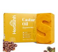 Herbishh Shampooing Solide à l’Huile de Ricin - Barre nourrissante pour la pousse des cheveux et les cheveux fins - Hydratation & soin pour un cuir chevelu sain - 100 g