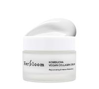 Herbloom Crème végétalienne au collagène Kombucha - Crème visage au collagène coréen, hydratant rajeunissant à la céramide, biologique, végétalien, sans cruauté envers les animaux, sans paraben - 50
