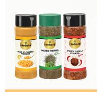 HerbsHi Mélange de poudre de fromage Mac N (55 g), herbes mélangées (35 g), flocons de piment rouge (35 g) | Assaisonnement pour pâtes, maïs soufflé, pâtes, pizzas, nachos, frites (jusqu'à 5 portions)