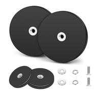 Herbst Lot de 2 aimants caoutchoutés de 88 mm avec filetage intérieur M8, aimants ronds caoutchoutés, force d'adhérence de 36 kg pour voitures (2, 88 mm)