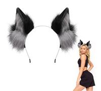 Herbst Serre-tête avec oreilles de chat, oreilles de renard, oreilles de loup, gris noir