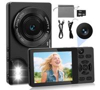HERBYD Appareil Photo Numérique 4K 64MP avec Double Caméra Avant et Arrière, Appareil Photo Compact Portable, Zoom Numérique 18X, Écran 2,8 Pouces, Carte 32G pour Enfants, Adolescents & Débutants