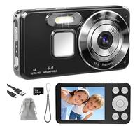 HERBYD Appareil Photo Numérique 4K 64MP - Caméra Portable avec Zoom Numérique 18X, Écran LCD 2,8", Carte SD 32GB Incluse, Stabilisateur d'image - Idéal Enfants, Adolescents et Débutants (Noir-2)