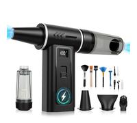 HERBYD Souffleur Air Comprimé 2 en 1, 180 000 tr/min Souffleur avec Batterie 8000 mAh, 100 Réglables Mini Souffleur Sans fil avec Kit de Brosses de Nettoyage pour PC, clavier, maison et voiture