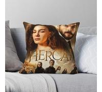 Hercai Akın Akınözü Ebru Şahin Taie d'oreiller carrée Polyester Lin Velours Creative Zip Decor Housse de coussin