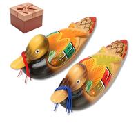 HERCHR 2 pièces Ornement de Canard Mandarin en Bois, 22x9x7,5 cm/8,7x3,54x3,0 Pouces, Figurine décorative de Canards Mandarins, Peinture à Base d'eau, Statue de Canard Romantique pour