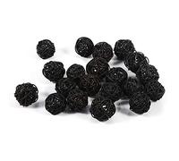 HERCHR 20 Pcs Boules De Rotin, 1,2 Pouces Boules Décoratives Boules en Osier Vase Remplisseurs pour La Décoration Intérieure De Mariage Fête d'anniversaire Décorations De Noël(Noir)