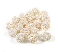HERCHR 20 Pcs Boules De Rotin, 1,2 Pouces Boules Décoratives Boules en Osier Vase Remplisseurs pour La Décoration Intérieure De Mariage Fête d'anniversaire Décorations De Noël(Blanc)