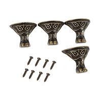 HERCHR 4 pièces Pieds de boîte en Laiton Antique, boîtes de Rangement de Coffre à Bijoux Pieds protecteurs d'angle de Jambe pour embellissements de Caisse en Bois pour décor de Caisse en