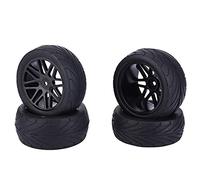 HERCHR 4 pneus pour Voiture télécommandée, Pneu Avant arrière 85 x 32 mm Adaptateur 12mm/0,5 po Roues universelles pour Voitures télécommandées chenilles pour Voitures télécommandées 1/10