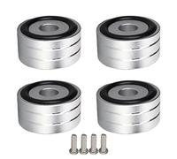 HERCHR 4 pointes de haut-parleur HiFi, 40 x 20 mm, pieds d'isolation audio en aluminium, amortisseur de chocs, protection de sol antidérapante pour caisson de basses, DAC, platine (Argent)