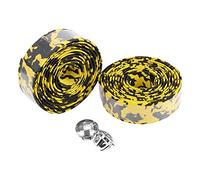 HERCHR 4 rouleaux de guidoline de vélo, ruban de guidon sans guidon pour vélo de route, embouts de guidon pour VTT (Noir Jaune)