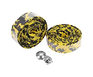 HERCHR 4 rouleaux de guidoline de vélo, ruban de guidon sans guidon pour vélo de route, embouts de guidon pour VTT (Noir Jaune)