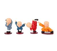 HERCHR 4pcs Figurines de Moine de Kung Fu Bouddha, Petit Bouddha Statue de Moine Mignons en résine Bouddha Décorations de Cadeau pour Voiture, Bureau