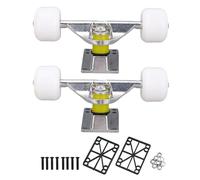 HERCHR 5in Chariots de Skateboard, Jeu de Roues 45x35mm | Kit de camions de planche à roulettes en alliage d'aluminium, roues d'absorption des chocs, accessoire de pont de Longboard