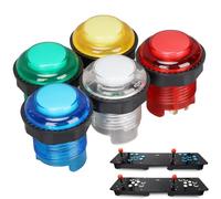 HERCHR 5Pcs boutons poussoirs d'arcades, 28mm rouge jaune blanc vert bleu LED éclairés non verrouillés boutons de commutateurs à réinitialisation automatique pour machine de jeu (5V)