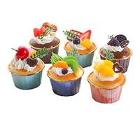 HERCHR 6 Pack Fake Cupcakes, gâteau Artificiel Fausse Simulation Realist Cupcake Dessert Simulation Cup Cake Modèle pour l'affichage de la décoration de la Cuisine