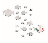 HERCHR Autocollant Mignon De Miroir Acrylique, Autocollants De Décor De Mur De Poisson DIY Stickers Muraux De Miroir De Poisson Stickers Muraux Amovibles Décor De Miroir Acrylique(04# Argent)