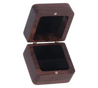 HERCHR Boîte à bagues en bois, noyer noir rétro portable avec bouton magnétique, boîte à bijoux avec fente unique pour propositions, fiançailles, mariages, cérémonies