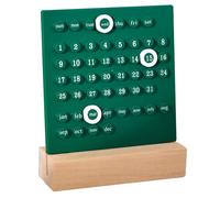 HERCHR Calendrier de Bureau, Calendrier Perpétuel De Bureau à Réglage Manuel,Calendrier perpetuel,Ring a Date Calendar, Calendrier perpétuel en Bois Acrylique avec Anneaux(Vert)