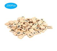 HERCHR Carreaux de Chiffres en Bois, 200 pièces 18 x 20 mm / 0,7 x 0,8 Pouces 0-9 Enfants Jeu éducatif Jouet Apprentissage Lettres Mots Outil pour Artisanat orthographe Scrapbooking