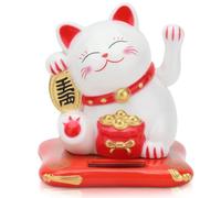 HERCHR Chat agitant, Chat Porte-Bonheur à énergie Solaire, Chat accueillant avec Un Bras agitant, décoration de Voiture, décoration Feng Shui, 6,5 × 7 × 8 cm(Blanche)